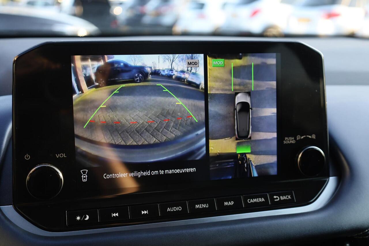 Nissan QASHQAI 1.3 MHEV Tekna PANO TREKHAAK CARPLAY HUD 19"LMV ACC HALFLEER DAB ELEK.ACHTERKLEP 2xPDC ZWARTE-HEMEL NAVI NAP ENZ!!