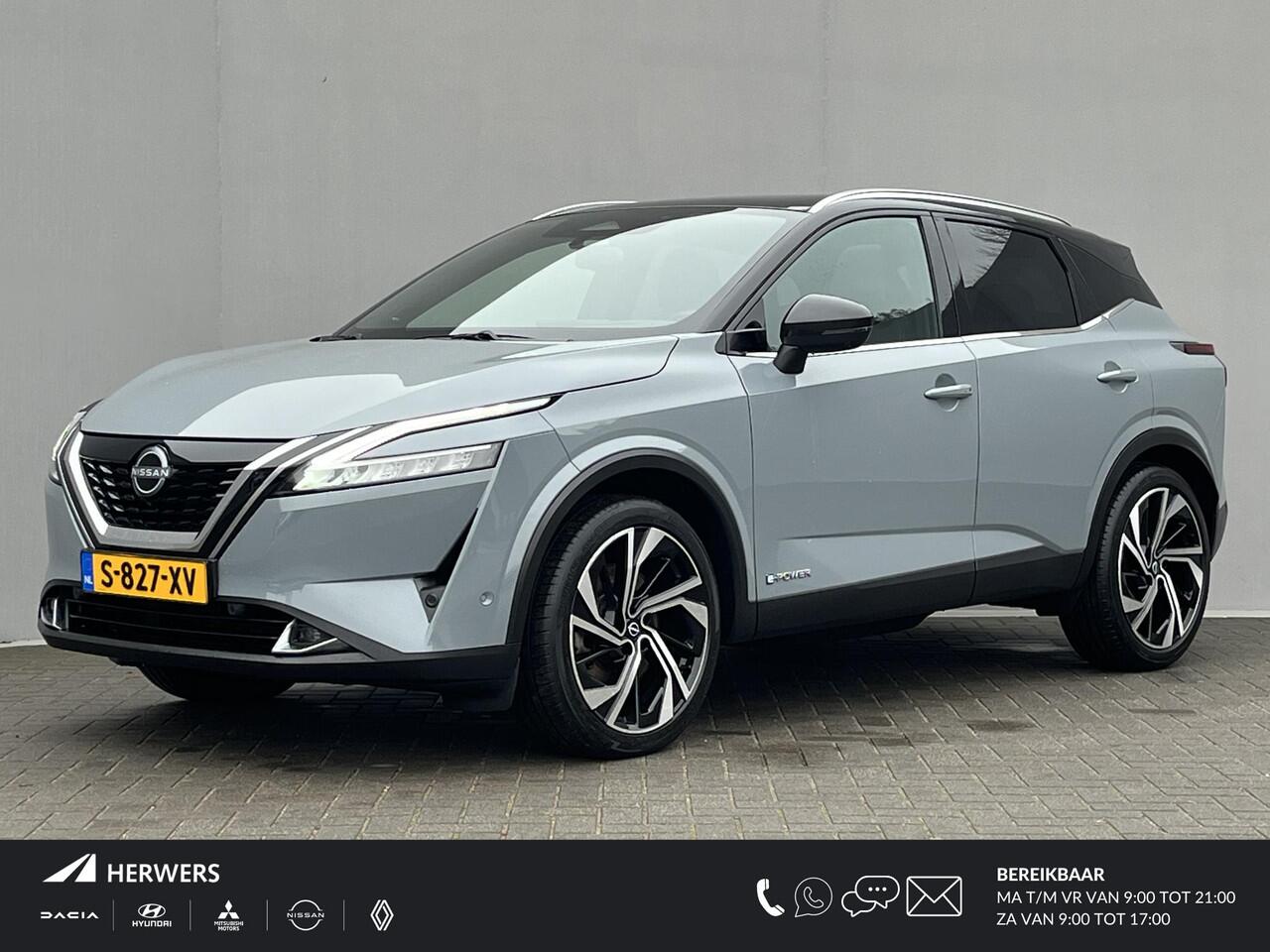 Nissan QASHQAI 1.5 e-Power Tekna Plus / Panoramadak / HUD / Apple Carplay & Android Auto / 360° Camera / Keyless Entry & Start / Navigatie full map / Stuur- en Stoelverwarming / Voorruitverwarming / Climate Control / Adaptieve Cruise Control / Elektrisch Verstelbare Voo