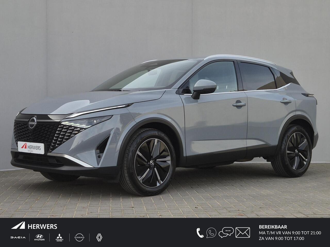 Nissan QASHQAI 1.3 MHEV Xtronic Tekna Automaat / Nieuw Model / Facelift / Fabrieksgarantie tot 04-2028 / HUD / Trekgewicht 1800 kg / Cold Pack / Rondomzicht camera / Elektrische achterklep / Apple Carplay Android Auto / Stuur-, Stoel en Voorruit verwarming /