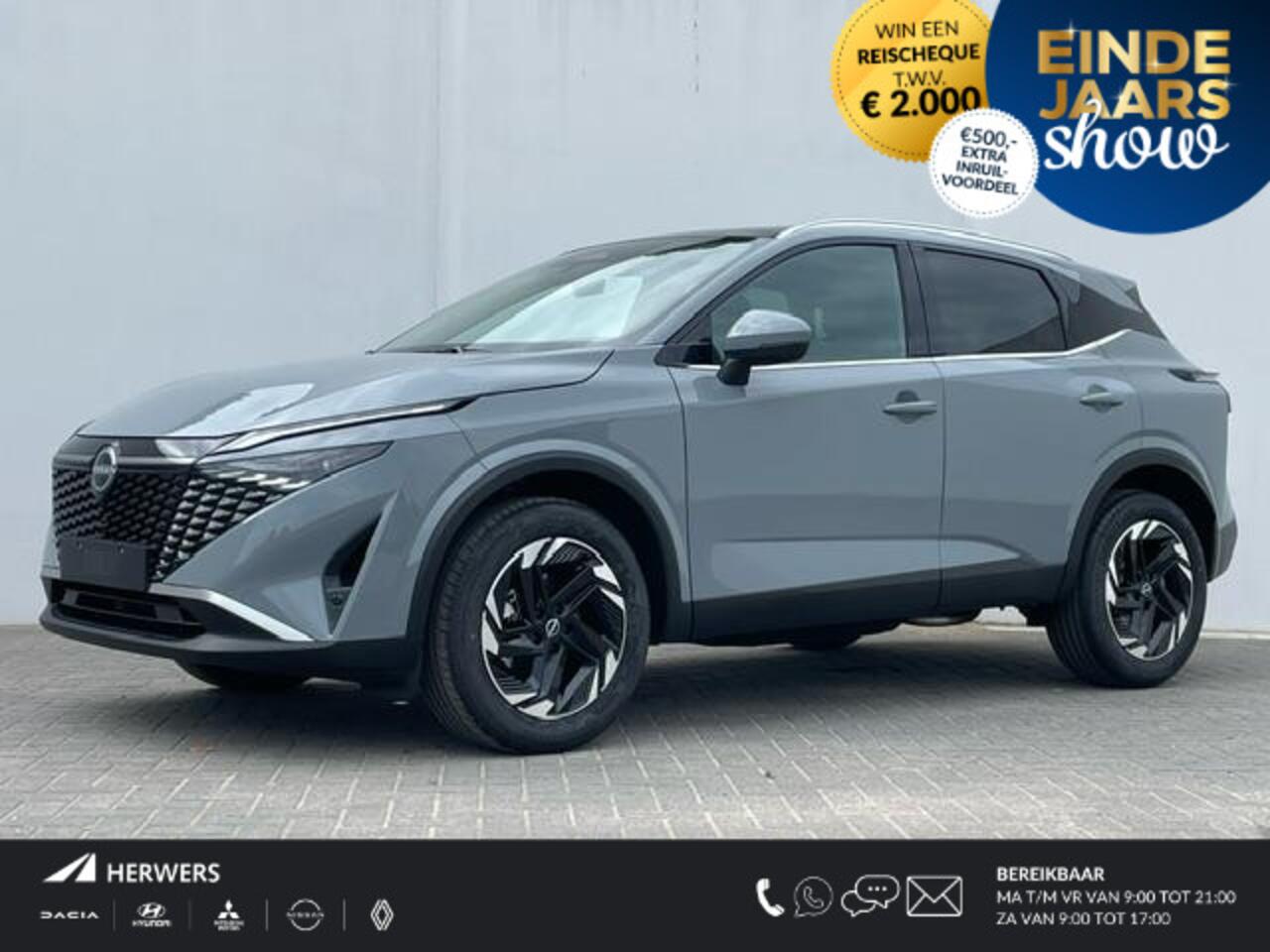 Nissan QASHQAI 1.3 MHEV N-Connecta / ¤4500,- EINDEJAARSVOORDEEL / NIEUW Uit Voorraad Leverbaar! / Panoramadak / Google Maps Navigatie / Stuur- & Stoelverwarming / 360° Camera / Stuur- en Stoelverwarming voor / Voorruit Verwarming / Adaptieve Cruise Control / Climate Con