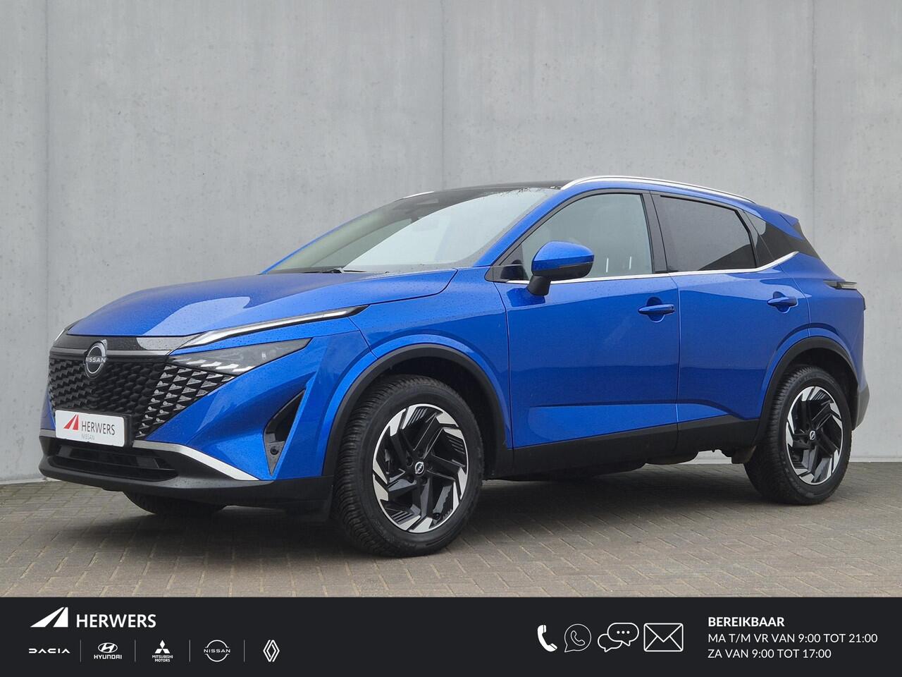 Nissan QASHQAI 1.3 MHEV Xtronic N-Connecta Automaat / Fabrieksgarantie tot 03-2028<100.000 / All season banden / 1.800 kg trekgewicht / Panoramadak / Elektrische klep / Head Up Display / Camera 360° / Cold pack & Pack Easy / Stuur-, stoel- en voorruitverwarming / Appl