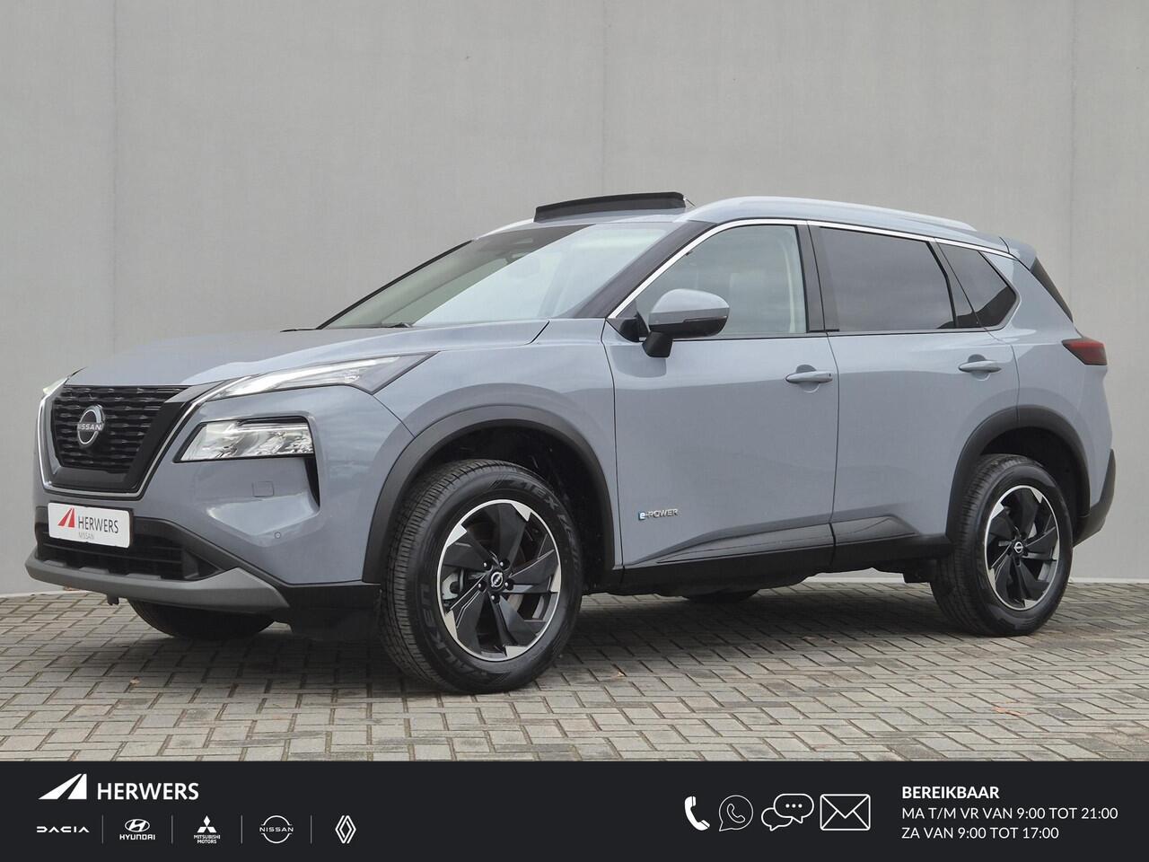 Nissan X-TRAIL 1.5 e-Power Tekna Automaat / HUD / Glazen schuif- en kanteldak / Elektrische achterklep / Stuur-, Stoel en Achterbank verwarming / Rondomzicht camera / Adaptief CC / Apple Carplay Android Auto / Voorruit verwarming /