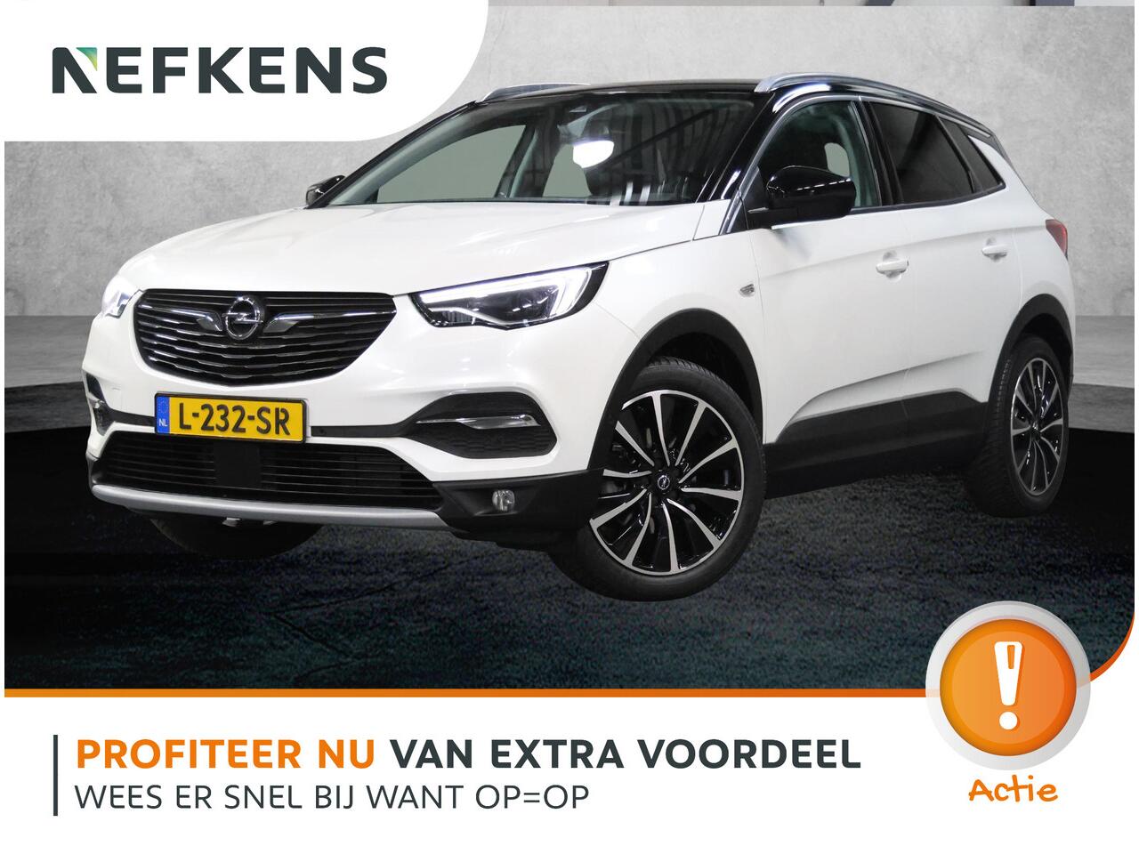 Opel Grandland X 1.6 180PK Turbo Ultimate | 1ste eigenaar | AUTOMAAT | AppleCarPlay/AndroidAuto | Verwarmde/Verkoelende AGR-stoelen | LEER | Navigatie | Cruise Control | Keyless Start/Entry | FULL LED | 360'Camera | Trekhaak | Two-tone | Isofix | Privacy Glass | 1600KG TR