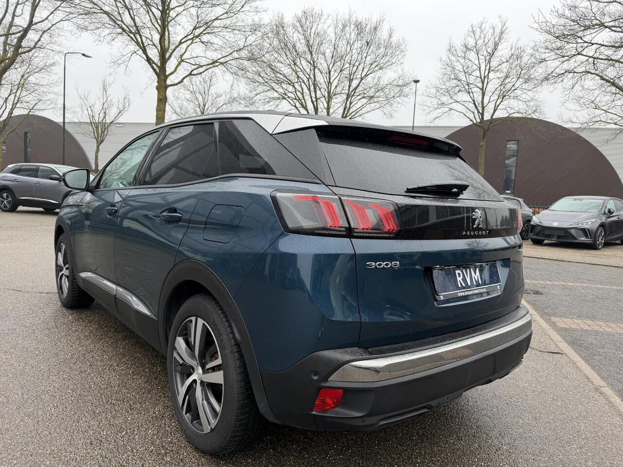 Peugeot 3008 1.6 HYbrid 300 Allure Pack Business PHEV| 300PK!| ADAPTIVE CRUISE CONTROL| STANDKACHEL| STOELVERWARMING| CAMERA VOOR + ACHTER| DODE HOEK SENSOR| ELEKTRISCHE ACHTERKLEP| RIJKLAAR. INCL 12 MND BOVAG GARANTIE