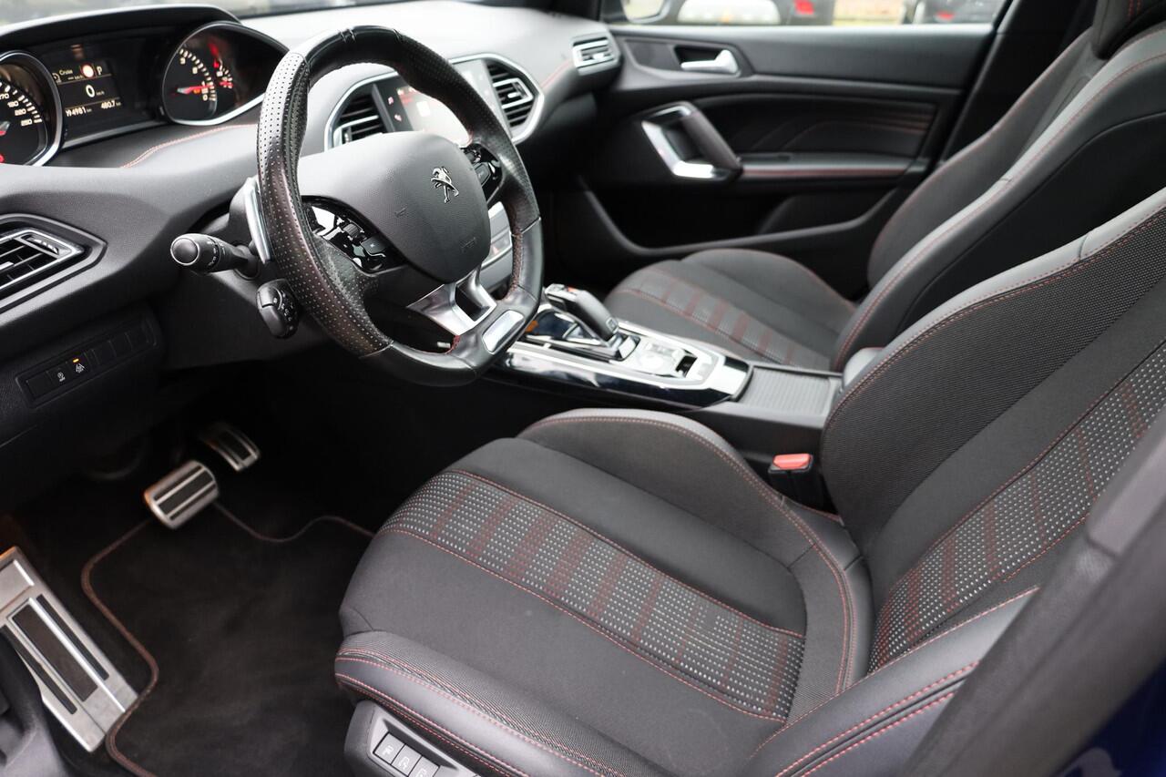 Peugeot 308 SW 1.2 PureTech GT-line PANO STOELVERW/MASSAGE CARPLAY HALFLEER 2xPDC ZWARTE-HEMEL CRUISE STUURFLIPPERS ENZ.