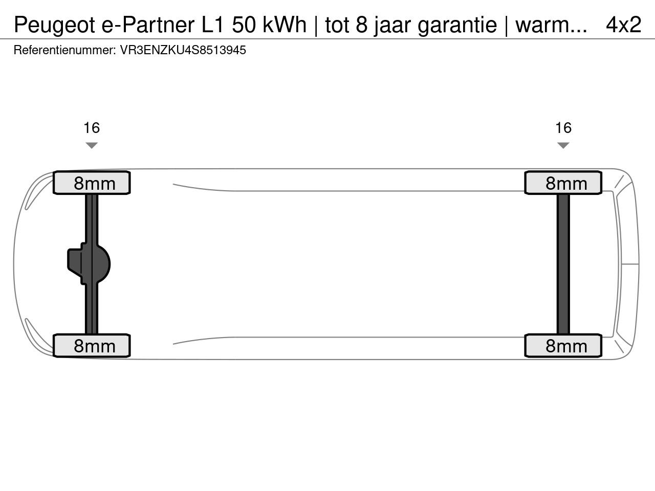 Peugeot PARTNER e-Partner L1 50 kWh | tot 8 jaar garantie | warmtepomp | camera | Apple Carplay | laadruimtebetimmering | Eco LED koplampen | rijklaarprijs