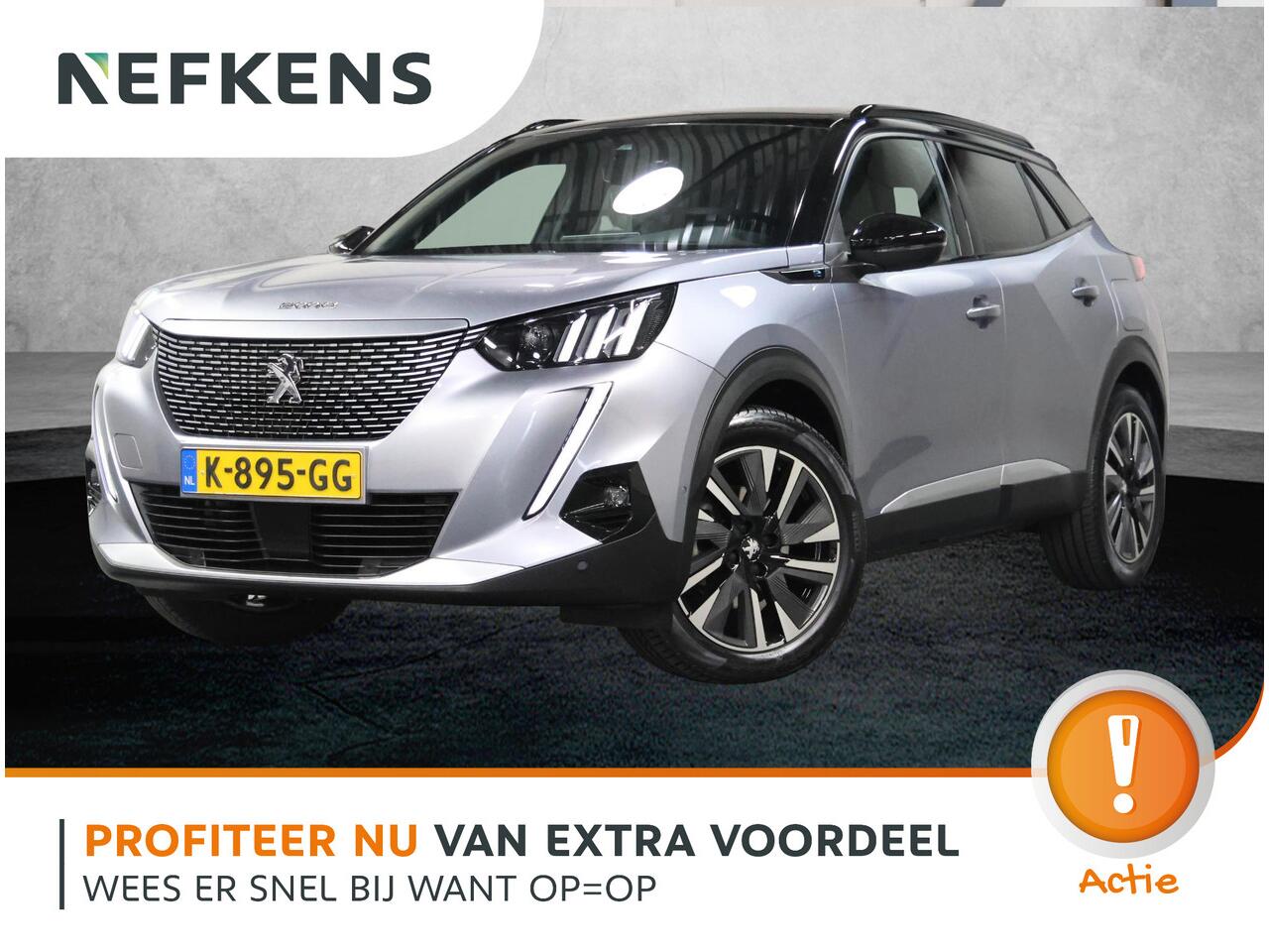 Peugeot e-2008 GT 50kWh 136PK | Accurapport 92,2% | 1ste eigenaar | 3 FASE | AppleCarplay/Android Auto | Schuifkanteldak | Alcantara/LEER | 18"LMV | Camera | AUTOMAAT | Keyless | Adaptive Cruise Control | Climate Control | Camera | FULL LED | Two-Tone | Sfeerverlichting