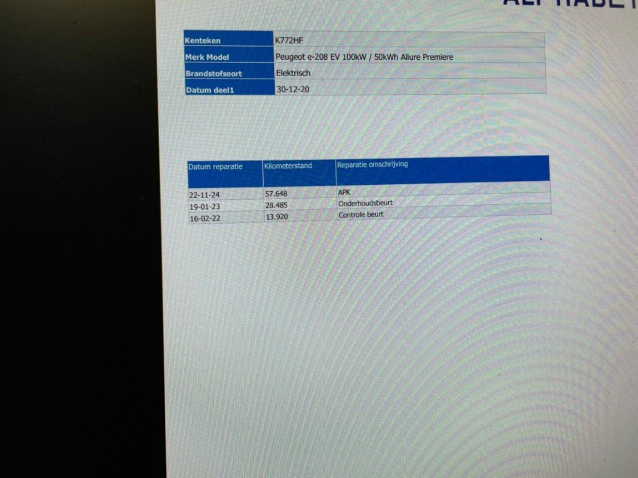 Peugeot e-208 Allure PremiÃ?re 50 kWh - Digitaal Cockpit, Carplay, , Camera,, Half Leer, Stoelverw. SOH 90,4%