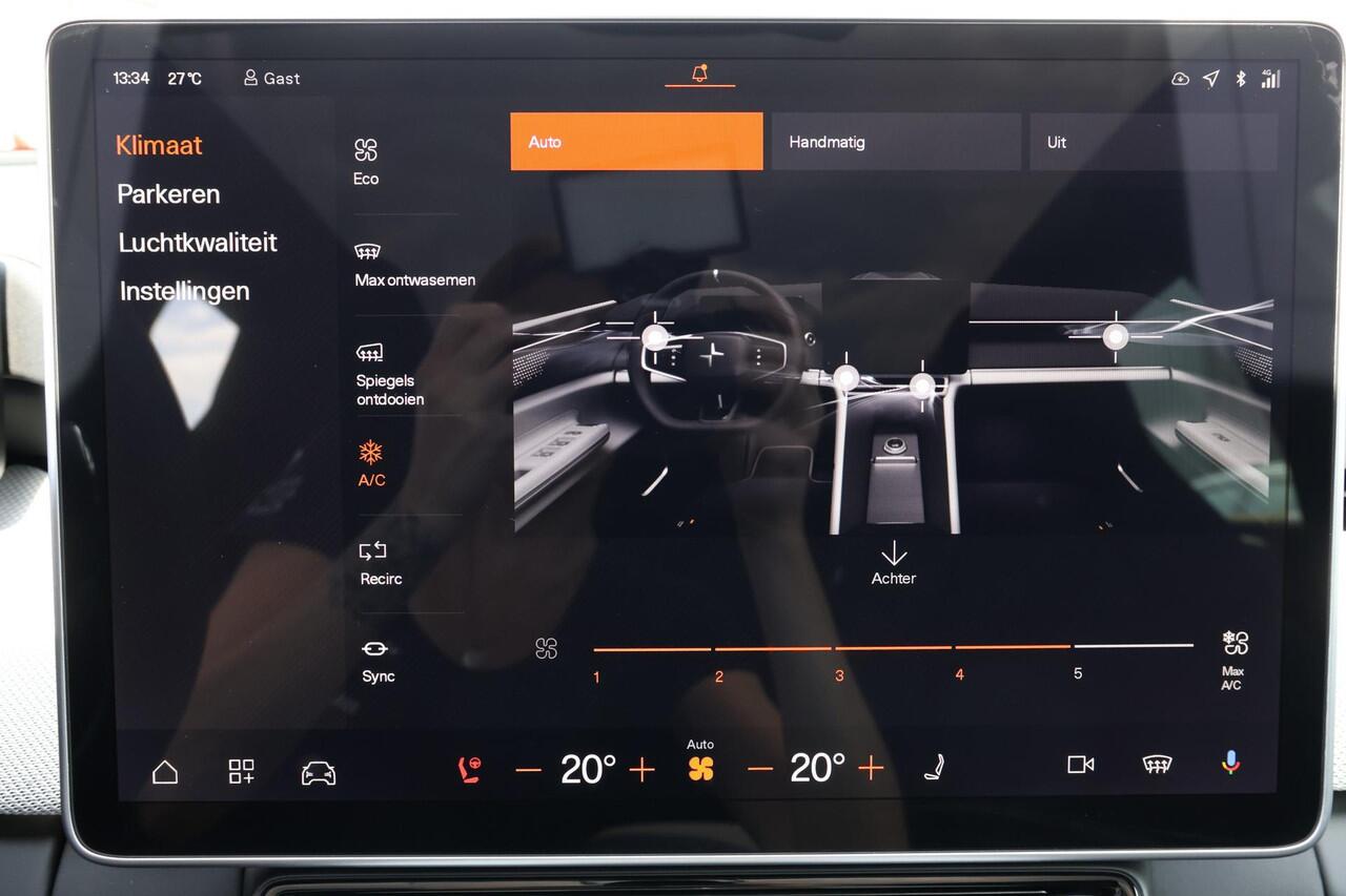 Polestar 4 Long Range Plus 100 kWh NIEUW - Panoramadak - IntelliSafe Assist & Surround - Pilot Pack - 360º Camera - Harman/Kardon audio - Verwarmde voorstoelen, stuur & achterbank - Head up display - Parkeersensoren voor & achter - 21' LMV