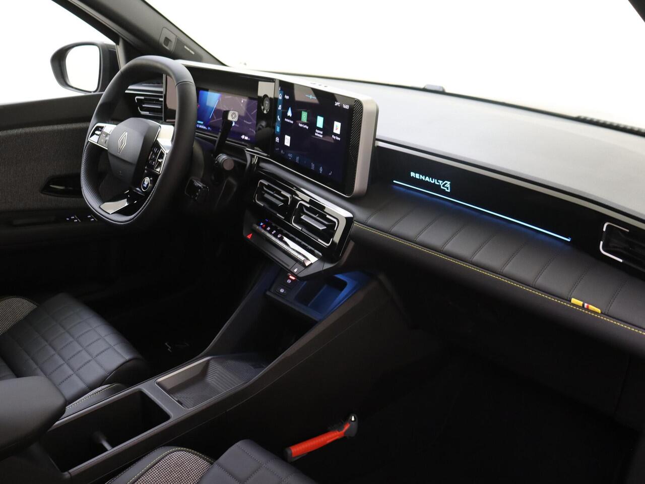 Renault 4 comfort range iconic 150PK 52 kWh | Navigatie Via Google | Apple & Android Carplay | Parkeersensoren Voor & Achter | Achteruitrijcamera | Adaptieve Cruise Control | Privacy Glass | Keyless entry | Elektrische Achterklep |