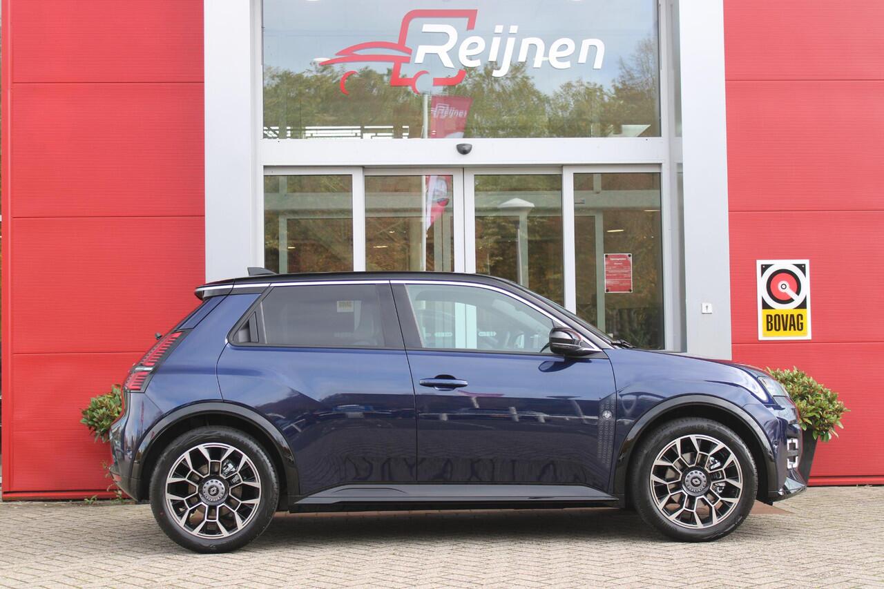 Renault 5 150PK COMFORT RANGE ROLAND-GARROS 52 kWh | NAVIGATIE SYSTEEM MET GOOGLE INTERGRATIE | HARMAN KARDON PREMIUM AUDIO | FULL LED KOPLAMPEN MET MICRO-OPTICS EN FRANSE VLAG | 10"R-LINK MULTIMEDIA | 18"GRONO LICHTMETALEN VELGEN | TWO-TONE CAROSSERIE KLEUR I.C.M.