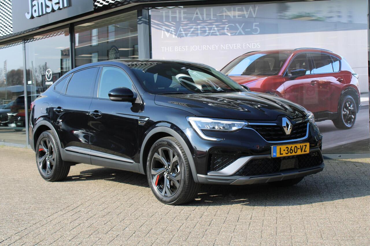 Renault Arkana 1.6 E-Tech Hybrid 145 R.S. Line , Automaat, 18 inch LMV, Leder, Camera, Clima, Navi, Adapt. Cruise, Stuur en stoelverw, PDC, LKA, Parkeerhulp, Dode hoek detectie, Active Brake