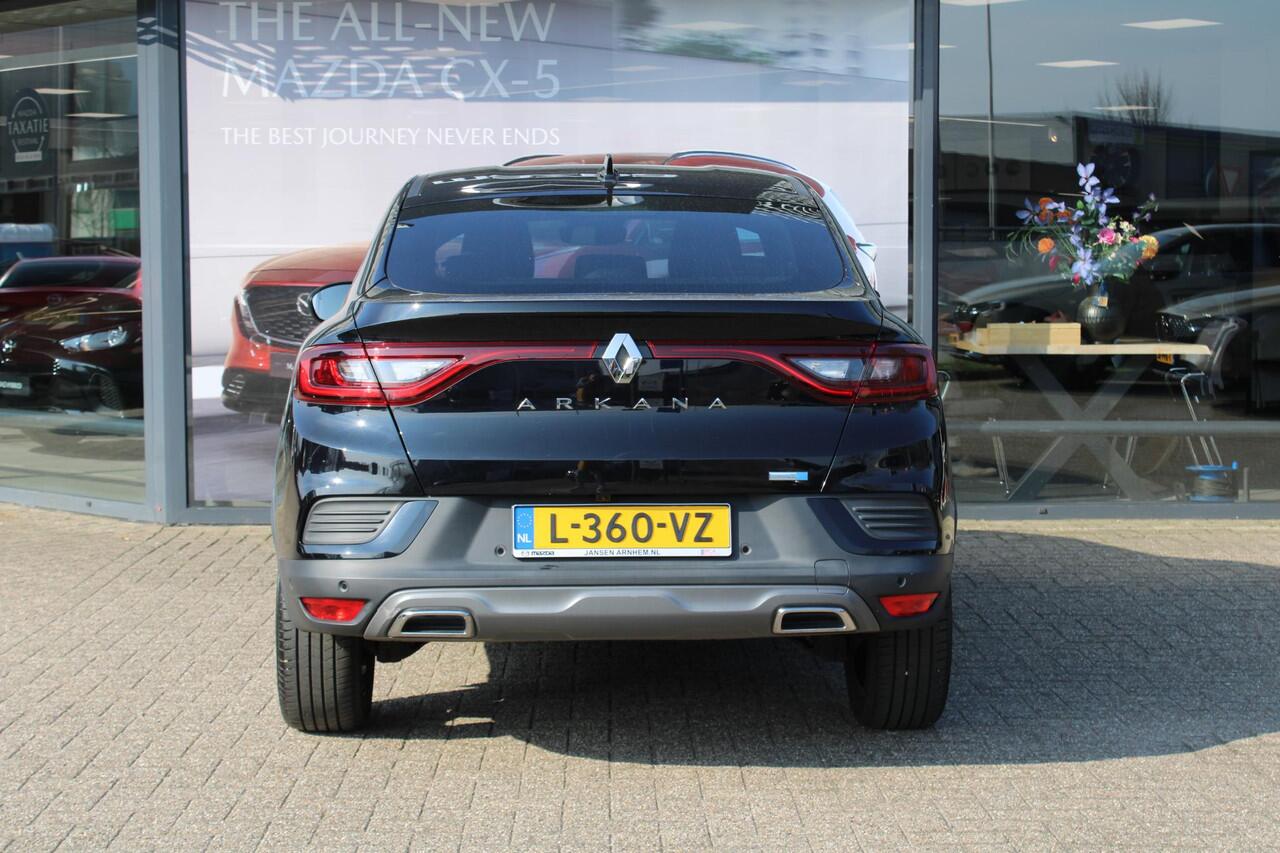 Renault Arkana 1.6 E-Tech Hybrid 145 R.S. Line , Automaat, 18 inch LMV, Leder, Camera, Clima, Navi, Adapt. Cruise, Stuur en stoelverw, PDC, LKA, Parkeerhulp, Dode hoek detectie, Active Brake