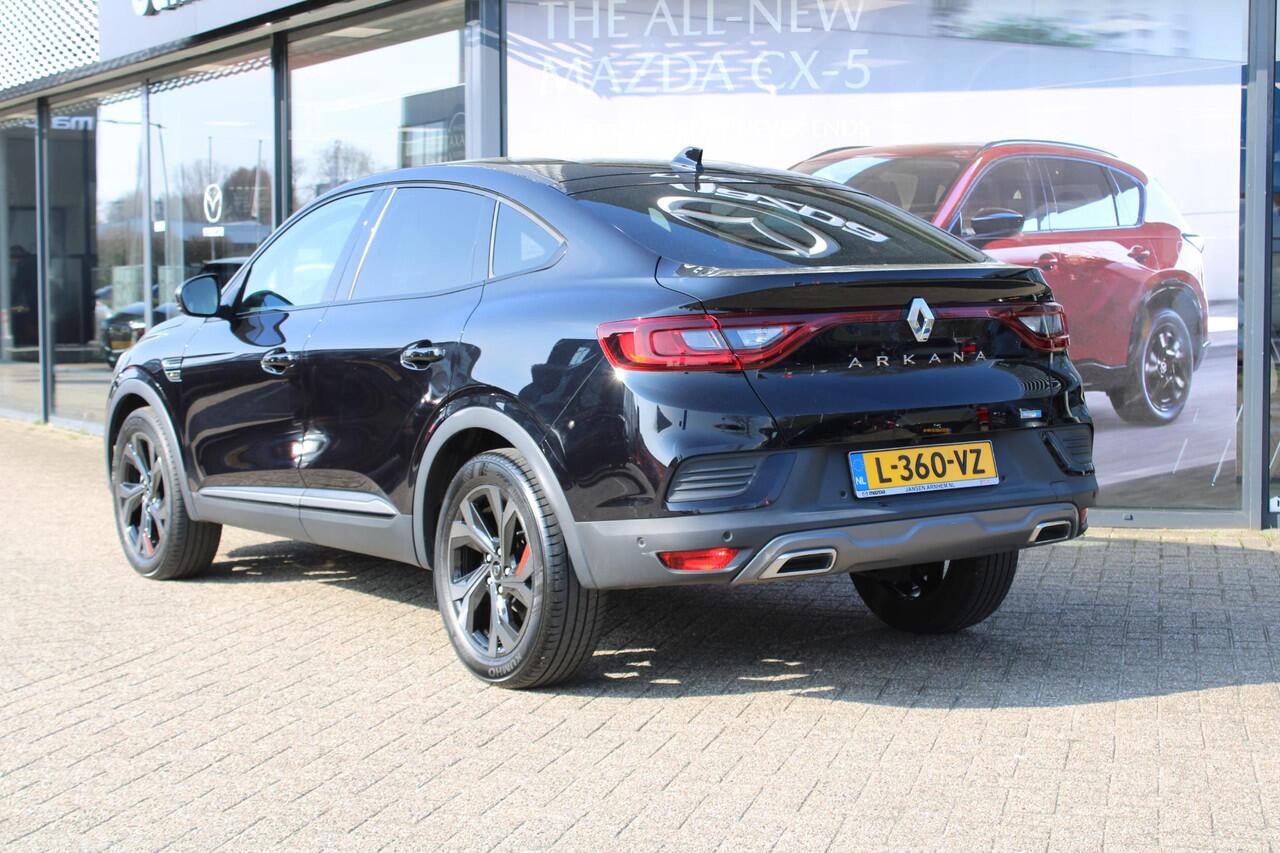 Renault Arkana 1.6 E-Tech Hybrid 145 R.S. Line , Automaat, 18 inch LMV, Leder, Camera, Clima, Navi, Adapt. Cruise, Stuur en stoelverw, PDC, LKA, Parkeerhulp, Dode hoek detectie, Active Brake