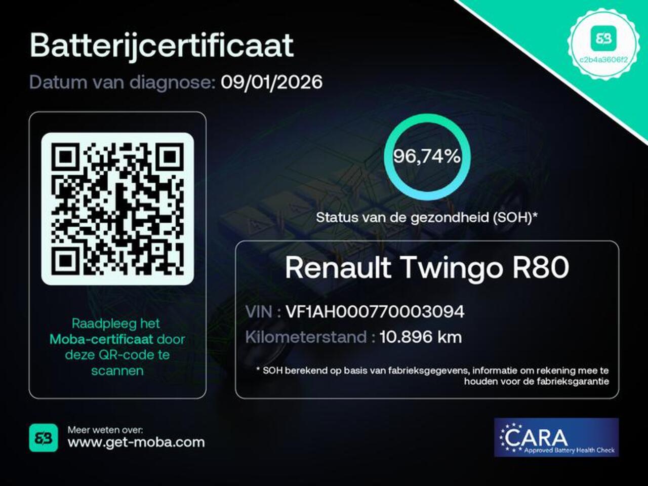 Renault TWINGO Z.E. R80 Série Limitée Vibes / Accu SOH 96,74% / 22kWh WLTP 186 km stad 261 km / Apple Carplay/Android Auto / Cruise control / Achteruitrijcamera / Climate control / Navigatie / Parkeersensoren achter / Lichtmetalen wielen 15" /