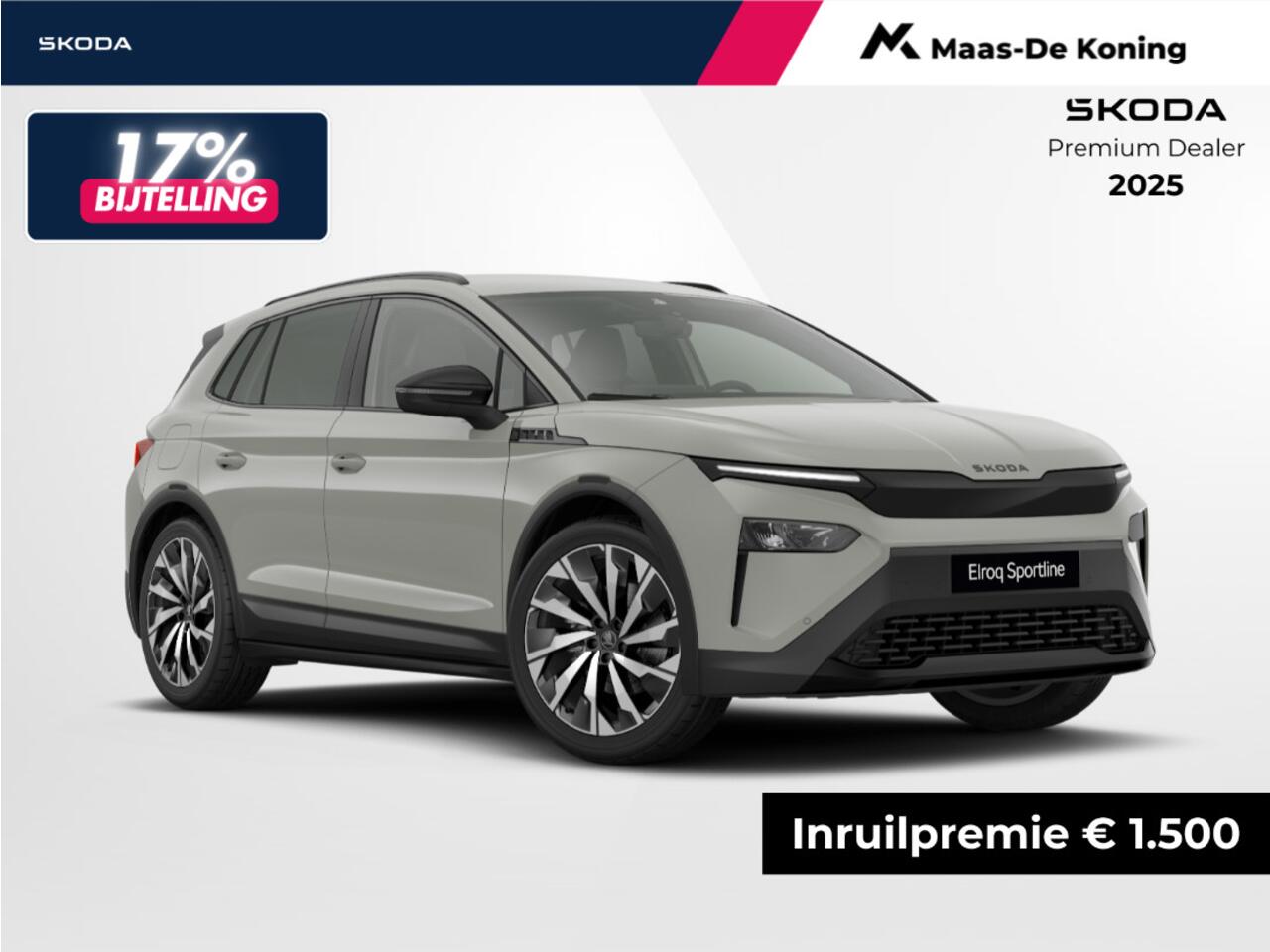 Skoda Elroq Sportline Elektromotor 150 kW / 204 PK SUV Elektri | 21'' Lichtmetalen Velgen | Business Upgrade Clever Pakket | Trekhaak wegklapbaar | 1500,- inruilvoordeel!!