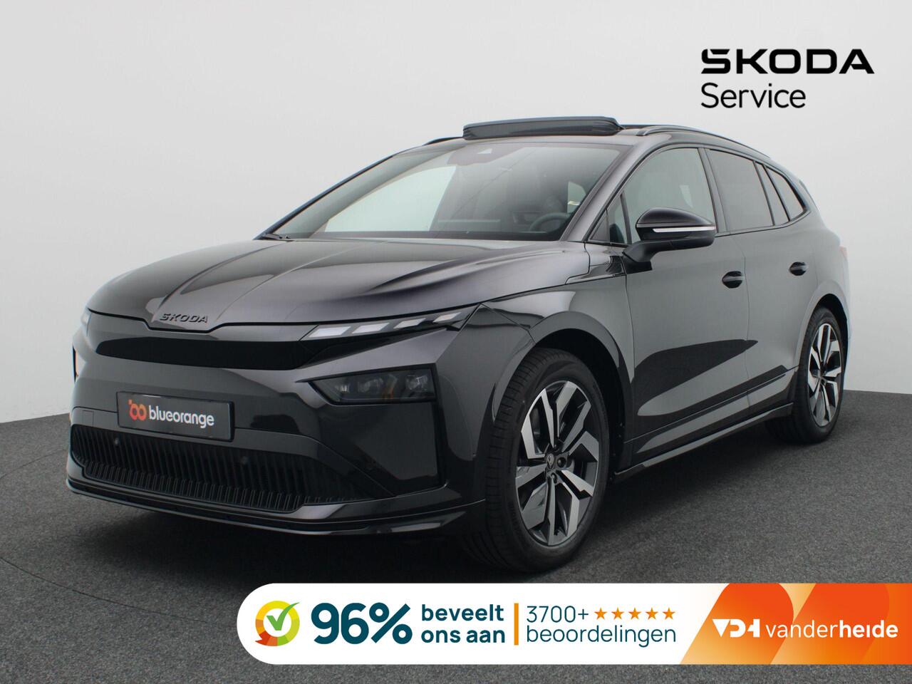 Skoda Enyaq iV 85 Sportline 286PK Aut. Pano-Schuifkanteldak, Warmtepomp, Achteruitrijcamera, Navigatie, Keyless, Matrix-LED, Stoel-Stuurverwarming, Trekhaak, 20" LM Velgen