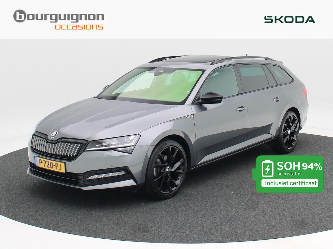 Skoda SUPERB Combi 1.4 TSi 218 Pk Automaat iV Sportline Business | Panorama Dak | Alcantara Leder | Elektrische Stoelen met Geheugen | Trekhaak | Adaptive Cruise | Camera | 19 Inch