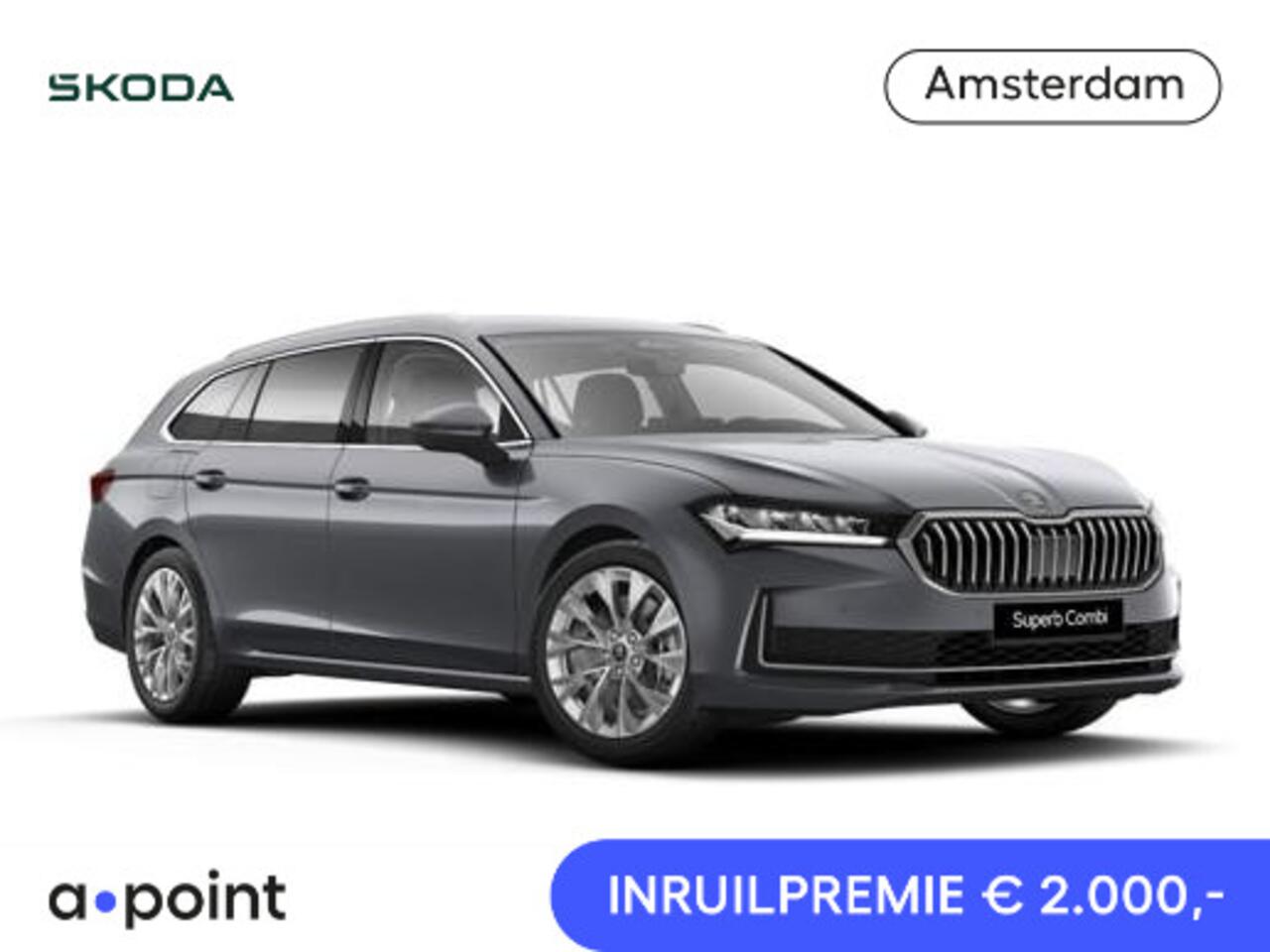 Skoda SUPERB Combi Business Edition PHEV 1.5 TSI 204 pk 6 versn. DSG | Trekhaak, wegklapbaar | Chrome pakket | Lichtmetalen velgen 18 inch Dofida zilver