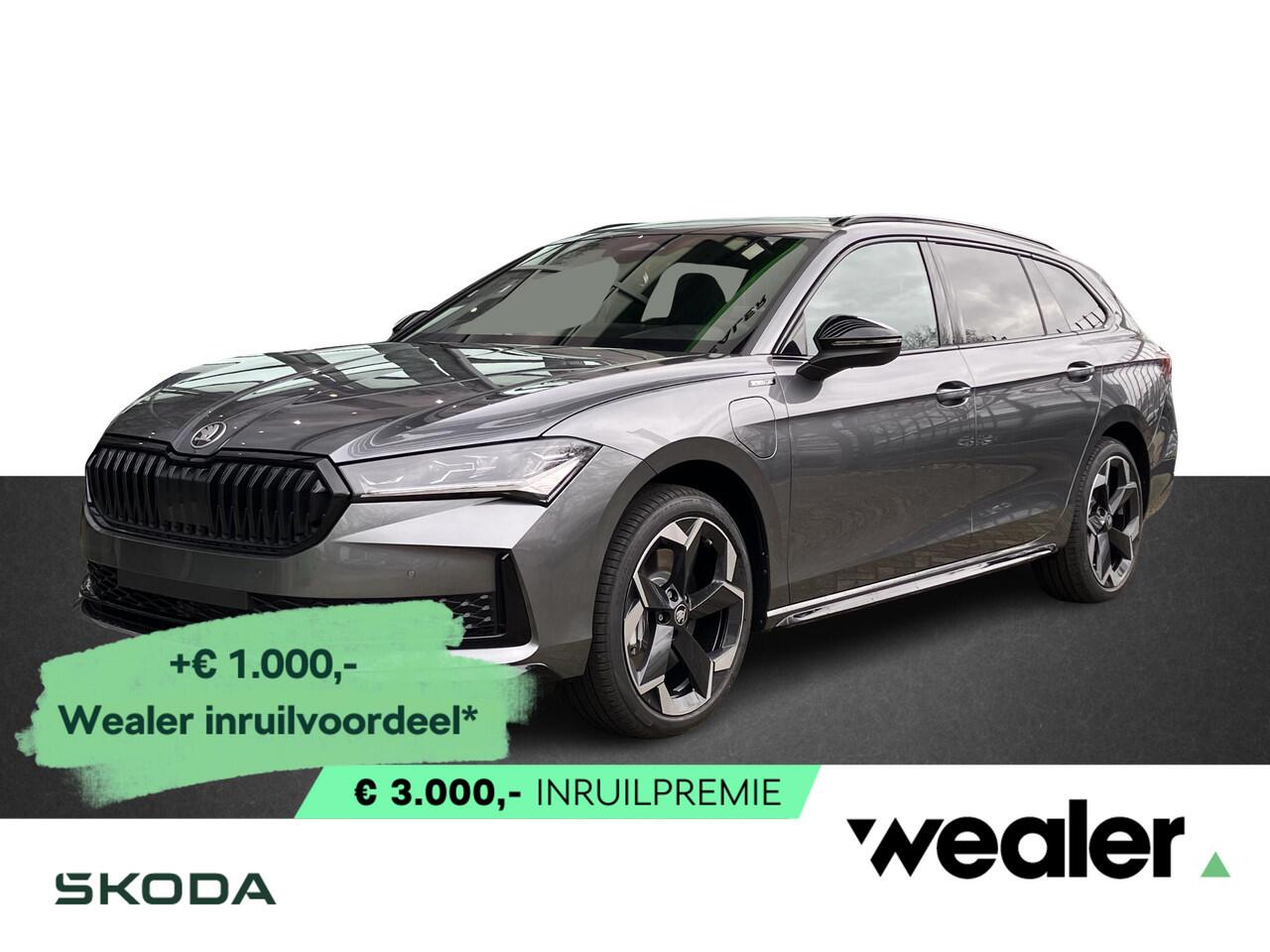 Skoda SUPERB Combi Sportline Business 1.5 TSI PHEV 204 PK | Trekhaak | 19" Lichtmetalen velgen | Panorama dak | Canton Geluid | Suite leder |