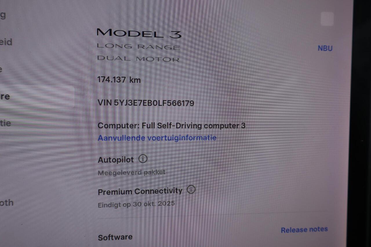 Tesla Model 3 Long Range AWD 75 kWh 90% SOH, (¤15.690,- excl. BTW), Autopilot computer 3.0 , Camera, Panoramadak, Lederen interieur