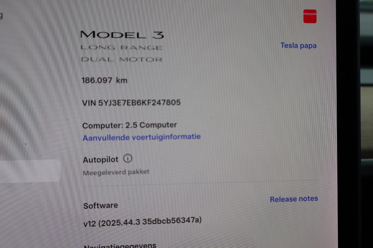 Tesla Model 3 Long Range AWD 75 kWh 86% SOH, Autopilot computer 2.5, Cruise control, 360 Camera, Panoramadak,