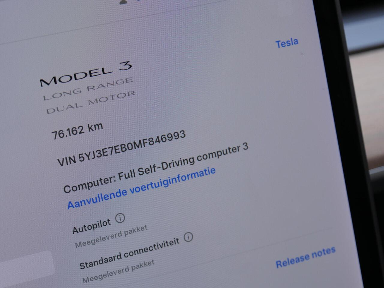 Tesla Model 3 LONG RANGE AWD 75kWH/ NIEUW MODEL/ ELEKT. ACHTERKLEP/ WARMTEPOMP