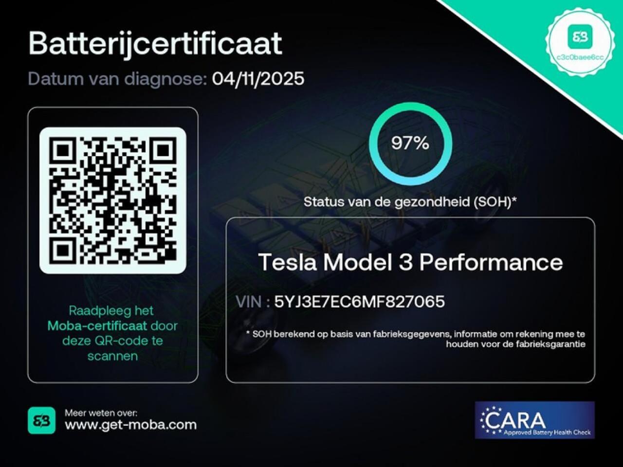 Tesla Model 3 Performance AWD 75 kWh | 97% soh | ? 1e Eigenaar