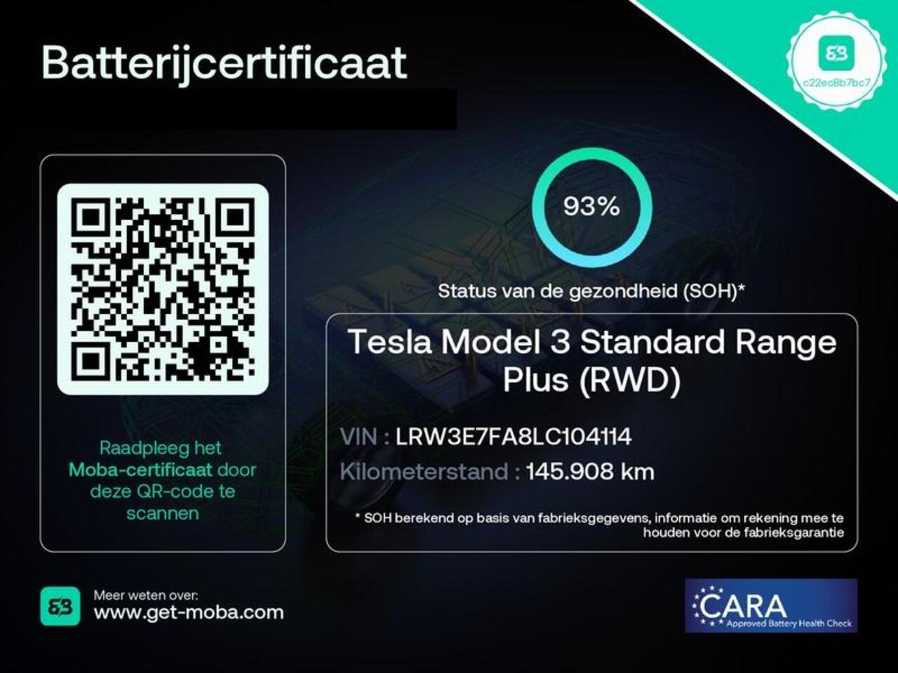 Tesla Model 3 RWD PLUS 60KWH 1e EIG.ACCU SOH 93! BIJNA 2021 GARANTIE TOT 2031* PARKEERSENSOREN V+A . PANORAMADAK . APPLE CARPLAY & ANDROID AUTO . STOELVERWARMING