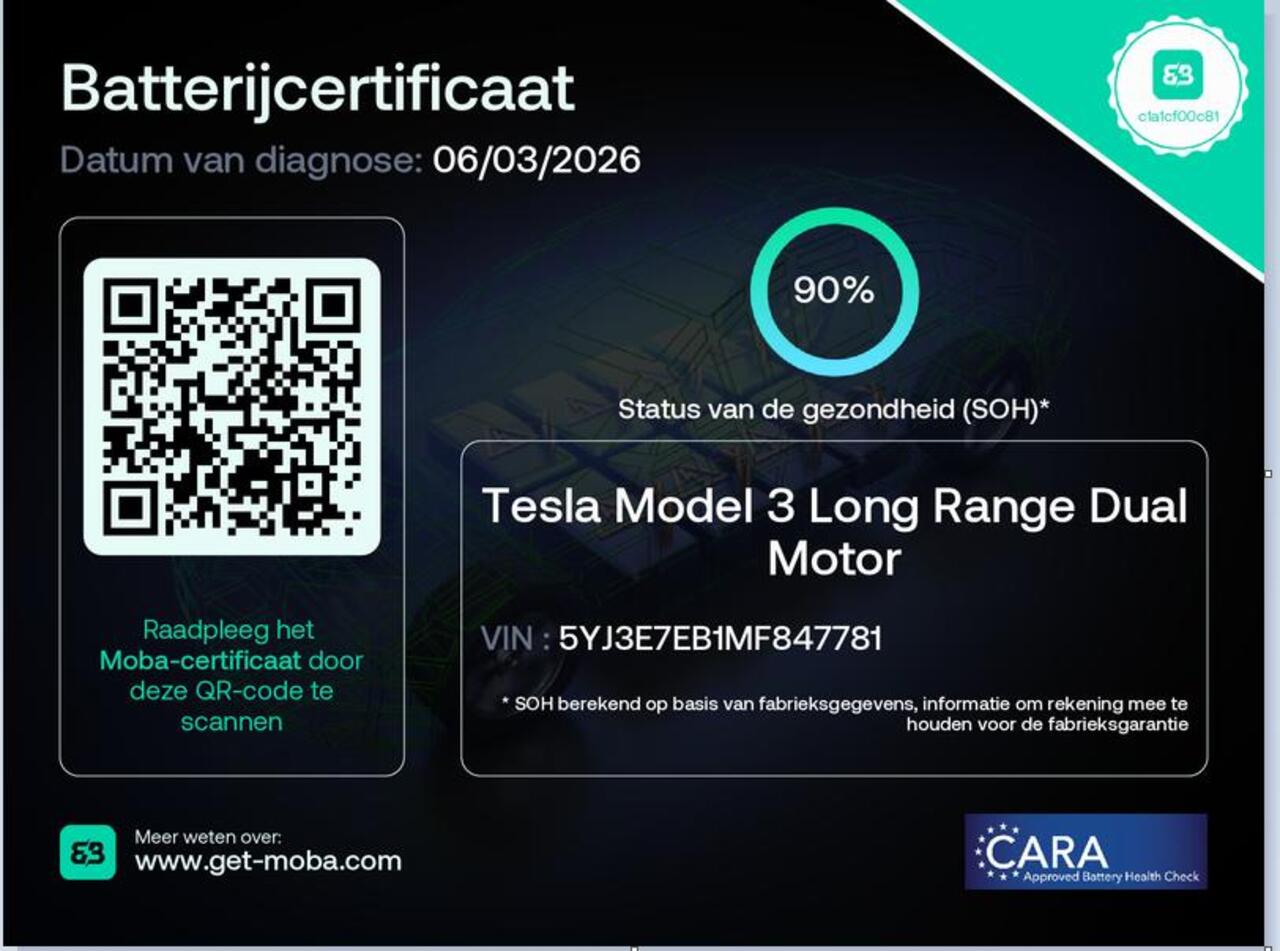 Tesla Model 3 Long Range AWD 75 kWh Dual motor | 1e Eigenaar | LMV | Camera | SOH 90% | NL Auto |