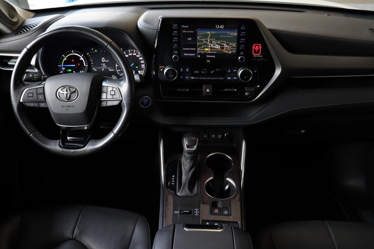 Toyota HIGHLANDER 2.5 AWD Hybrid Executive, 7 persoons, Zwart Leder, JBL, Stoelgeheugen, Achteruitrijcamera, BSM!