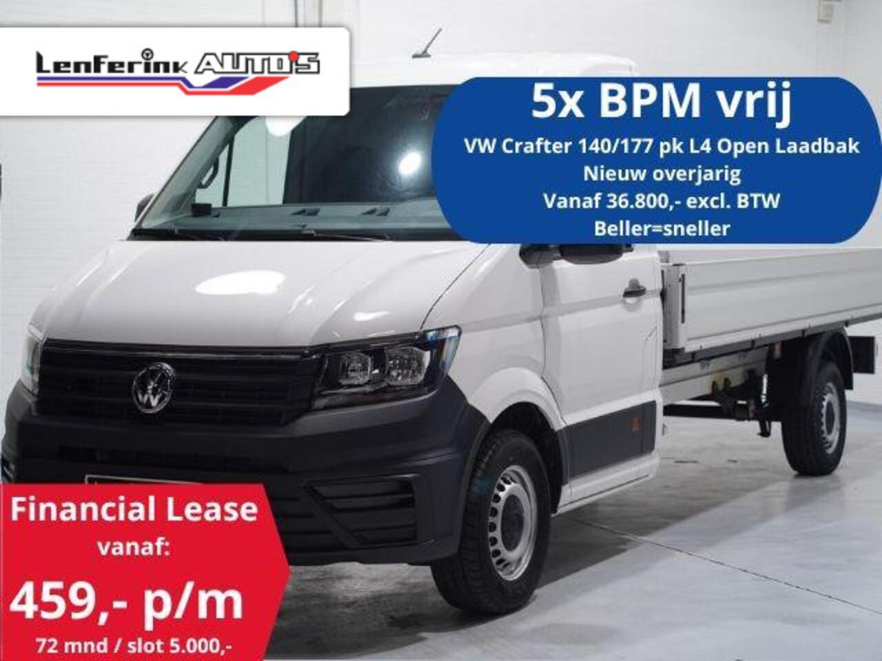 Volkswagen CRAFTER 2.0 TDI 140 pk L4 Pick Up / Open Laadbak Airco Cruise Control, 3-Zits, LxBxH 430x203x40 cm