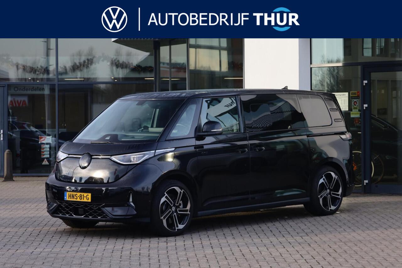 Volkswagen ID. Buzz GTX 86 kWh LWB 7p. PL ¤1294 p/m* 340PK / 250kW 4-motion, LED Matrix (IQ.Lights), warmtepomp, design pakket plus (panoramadak), assistance pakket plus (alarm, keyless start & entry, dodehoekdetectie (side assist), cruise control adaptief (acc) met Stop&Go 
