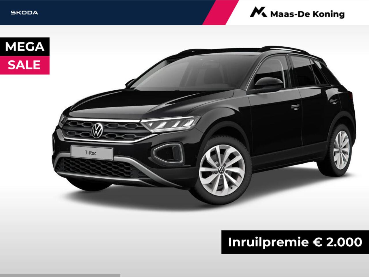 Volkswagen T-Roc Life Edition 1.0 TSI 116 pk 6 versn. Hand · Airconditioning automatisch, 2-zone (climatronic) · Multimedia pakket · Oranje Edition · Prijs is incl inruilbonus · MEGA Sale