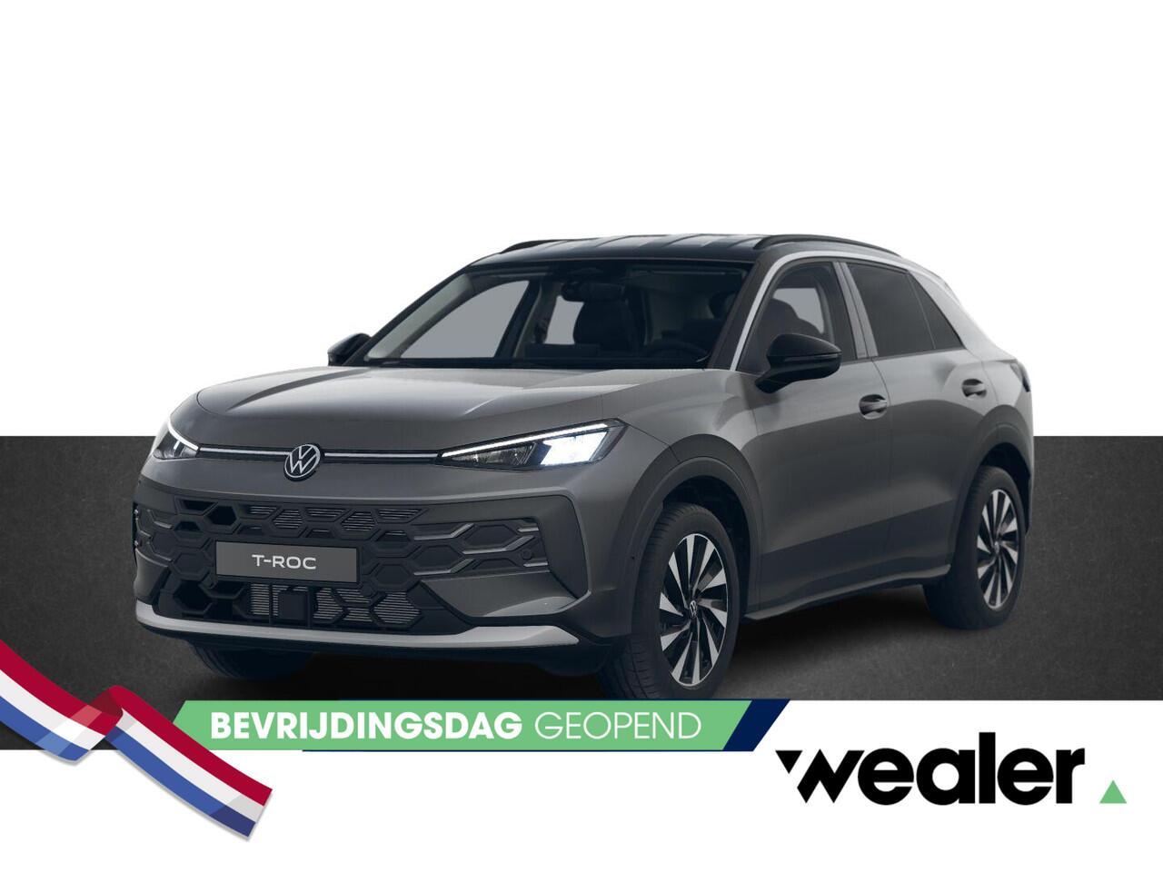 Volkswagen T-Roc Life First Edition 1.5 eTSI 85 kW / 116 PK DSG | Trekhaak wegklapbaar | Multimedia pakket | Ambient pakket | Tech pakket | Intropakket met 18" Huntsville Black velgen | Dynamische naafkappen | Dorpellijsten alu T-Roc | VW ventieldopjes | Zonnewering T-Roc