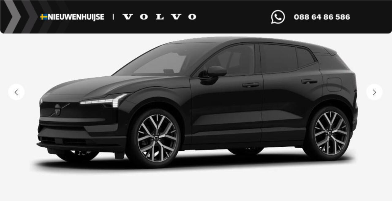 Volvo EX30 Single Motor Ext Range Ultra Black Ed Euro 69 kWh | Google | Long Range | 360 Camera | DAB | Stoel-/Stuurverwarming | Getint Glas | Keyless | Adaptieve Cruise Control | Sfeerverlichting | Elek. Achterklep | 20" LM