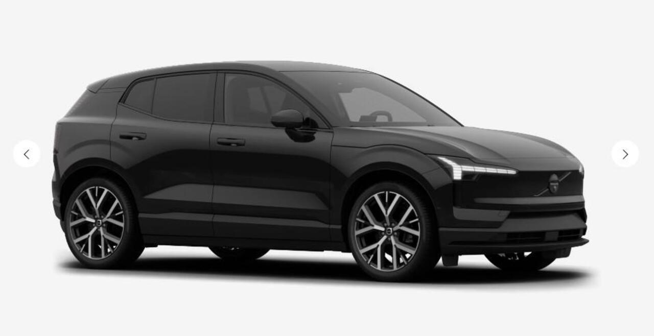 Volvo EX30 Single Motor Ext Range Ultra Black Ed Euro 69 kWh | Google | Long Range | 360 Camera | DAB | Stoel-/Stuurverwarming | Getint Glas | Keyless | Adaptieve Cruise Control | Sfeerverlichting | Elek. Achterklep | 20" LM