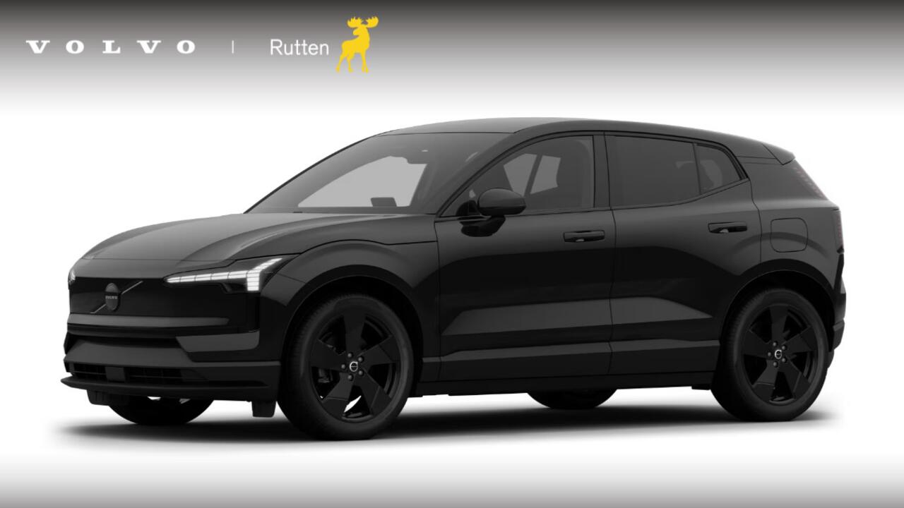 Volvo EX30 272PK Single Ext. Range Plus Black Ed Europa / Elektrische stoelen met geheugen / stoel - en stuurwielverwarming / Adaptieve Cruise Control/ Dodehoek Detectie / Parkeersensoren voor en achter/ Achteruitrijcamera/ Warmtepomp/ Google Services/