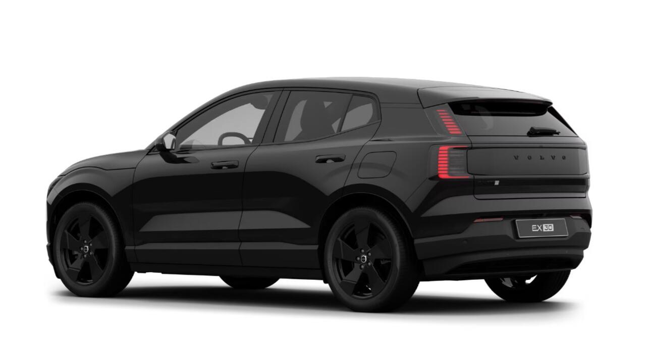 Volvo EX30 272PK Single Ext. Range Plus Black Ed Europa / Elektrische stoelen met geheugen / stoel - en stuurwielverwarming / Adaptieve Cruise Control/ Dodehoek Detectie / Parkeersensoren voor en achter/ Achteruitrijcamera/ Warmtepomp/ Google Services/