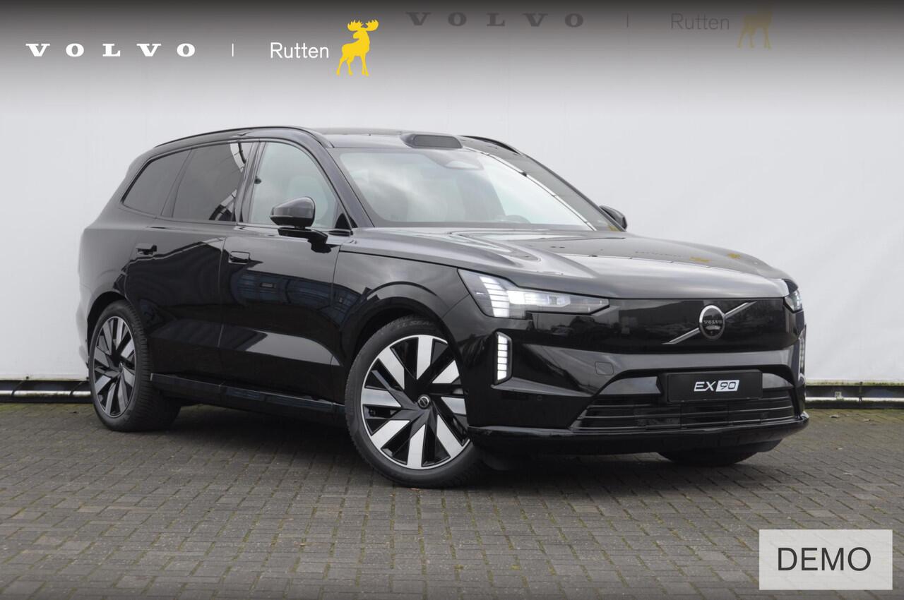 Volvo EX90 Twin Motor Ultra / Panoramadak / Luchtvering (Verlaagd) / Head-up display / Stoelverwarming en stuurwielverwarming / Massagestoelen / Memory seats / Adaptive cruise control / 360 Camera / elektrische achterklep / Zwarte logo's.