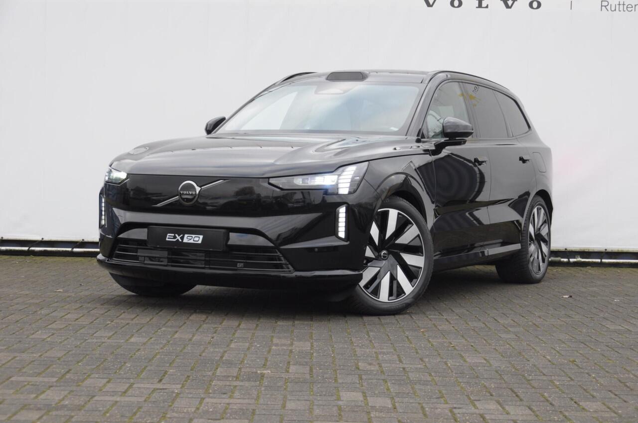 Volvo EX90 Twin Motor Ultra / Panoramadak / Luchtvering (Verlaagd) / Head-up display / Stoelverwarming en stuurwielverwarming / Massagestoelen / Memory seats / Adaptive cruise control / 360 Camera / elektrische achterklep / Zwarte logo's.