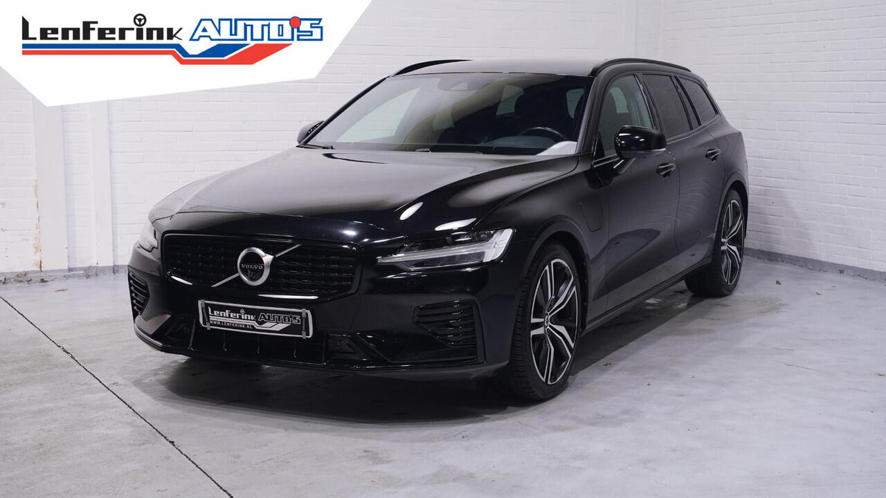 Volvo V60 2.0 T6 Recharge AWD R-Design Black-line private-glas Navigatie electr achterklep afneembare trekhaak LED-verlichting DAB ECC Distronic 360 camera lane-assist PDC achter 19-inch lmv