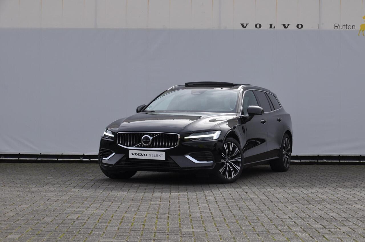 Volvo V60 T6 350pk Autmomaat Recharge AWD Plus Bright Pilot assist / Adaptive cruise control / Elektrische achterklep / Panoramadak / Keyless entry / Google services / Lederen bekleding /
