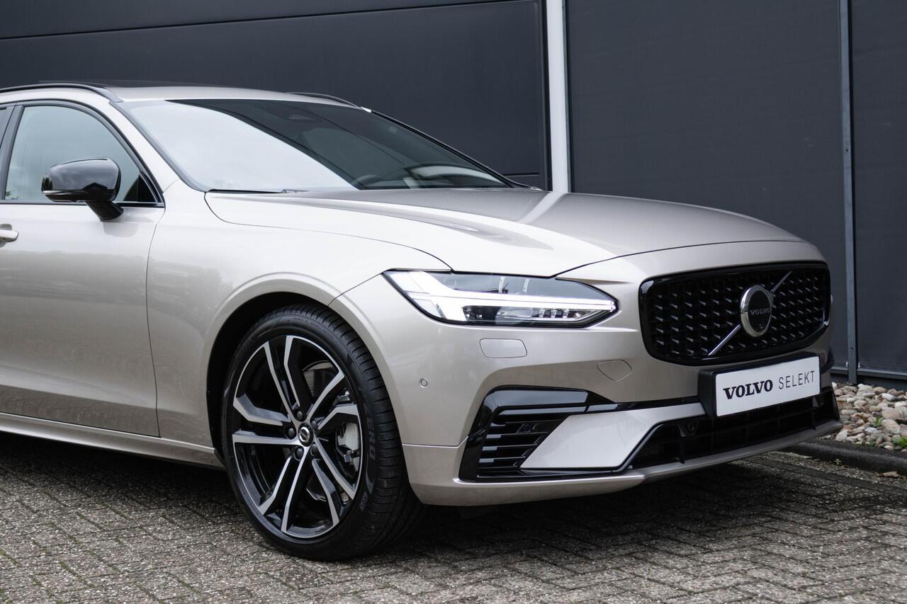 Volvo V90 T6 Automaat Plug-in hybrid AWD Ultra Dark | Luchtvering| Nappa Leder interieur|Massagefunctie in voorstoelen| Interieur Voorverwarming| Premium Audio by Harman en Kardon| Rondomzicht Camera| Head up display| Semi electrische Trekhaak.