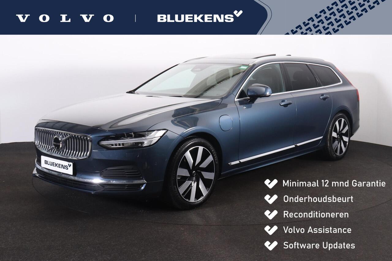 Volvo V90 T8 Recharge AWD Ultra Bright - Panorama/schuifdak - IntelliSafe Assist & Surround - 360º Camera - Harman/Kardon audio - Adaptieve LED koplampen - Verwarmde voorstoelen, stuur & achterbank - Parkeersensoren voor & achter - Elektr. bedienb. voorstoelen met 